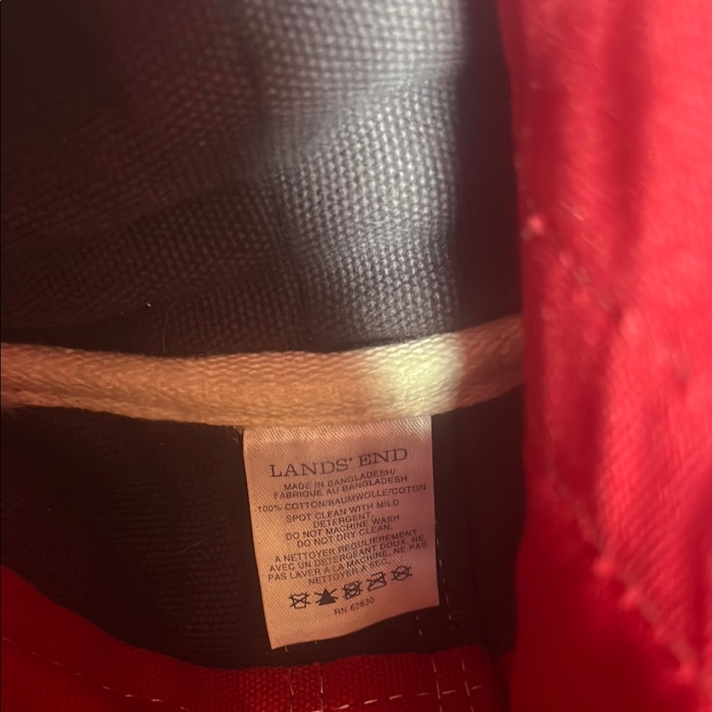 Lands' End Red and Black Tote Bag Durable Canvas - Picture 12 of 13